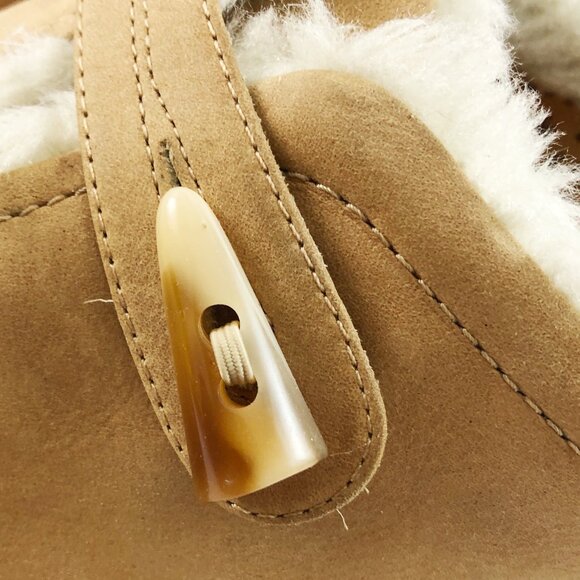 SOFFT Tan Nubuck Leather Shearling Lined Clogs with Toggle Clasp 9.5 - Picture 4 of 11